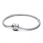 Pandora Silver Heart Clasp Bangle – Timeless 925 Sterling Bracelet | Elegant Gift for Her