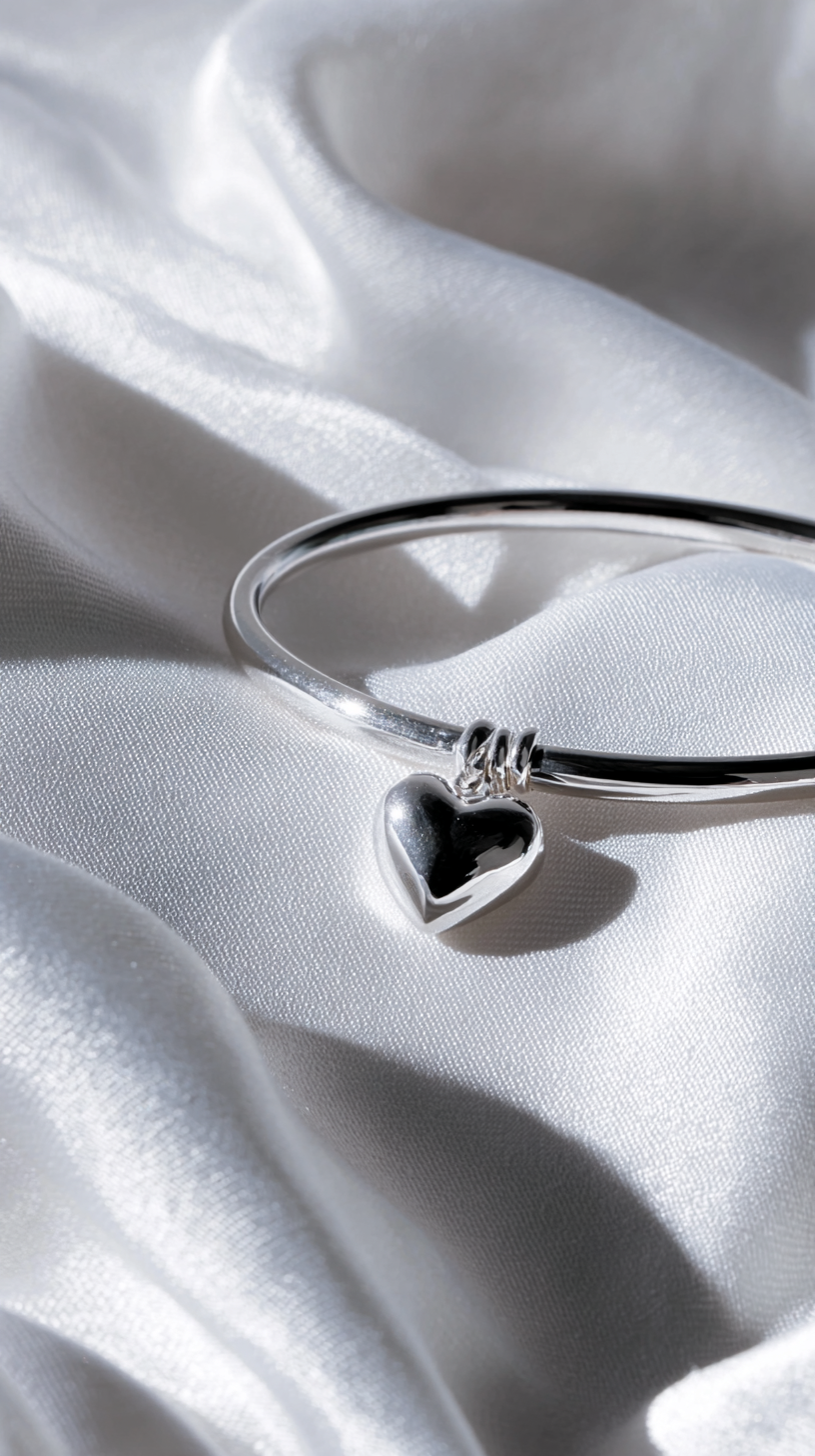 Pandora Silver Heart Clasp Bangle – Timeless 925 Sterling Bracelet | Elegant Gift for Her
