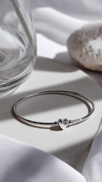 Pandora Silver Heart Clasp Bangle – Timeless 925 Sterling Bracelet | Elegant Gift for Her
