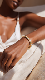 Aurora Gold Bangle – Elegant Hinged Bracelet with Cubic Zirconia Stones